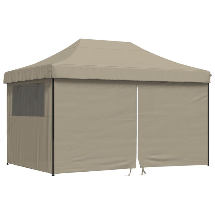 Foldable Party Tent Pop-Up With 4 Sidewalls Taupe Abbakin