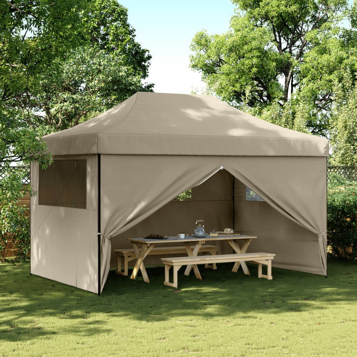 Foldable Party Tent Pop-Up With 4 Sidewalls Taupe Abbakin