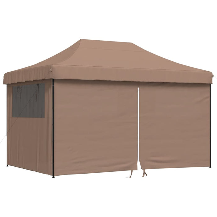 Foldable Party Tent Pop-Up With 4 Sidewalls Brown Abbaknb