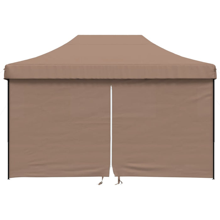 Foldable Party Tent Pop-Up With 4 Sidewalls Brown Abbaknb