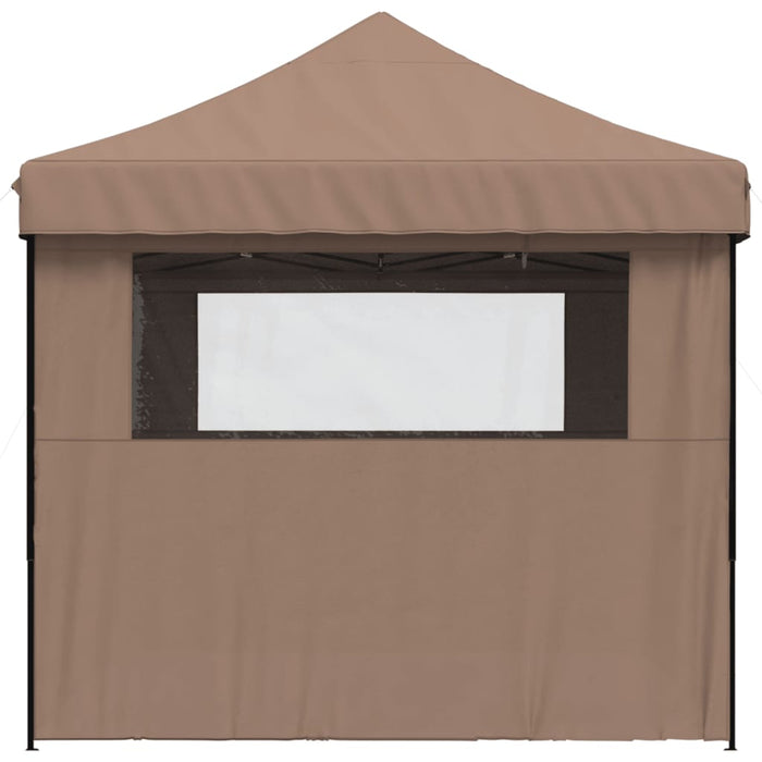 Foldable Party Tent Pop-Up With 4 Sidewalls Brown Abbaknb