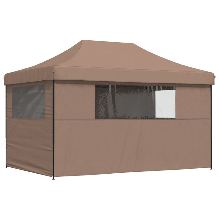 Foldable Party Tent Pop-Up With 4 Sidewalls Brown Abbaknb