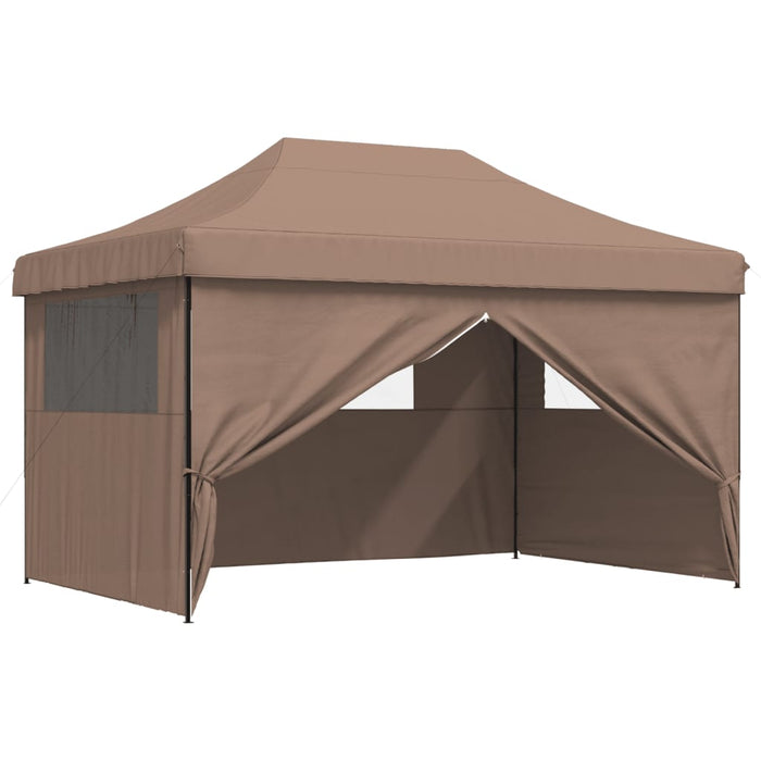 Foldable Party Tent Pop-Up With 4 Sidewalls Brown Abbaknb