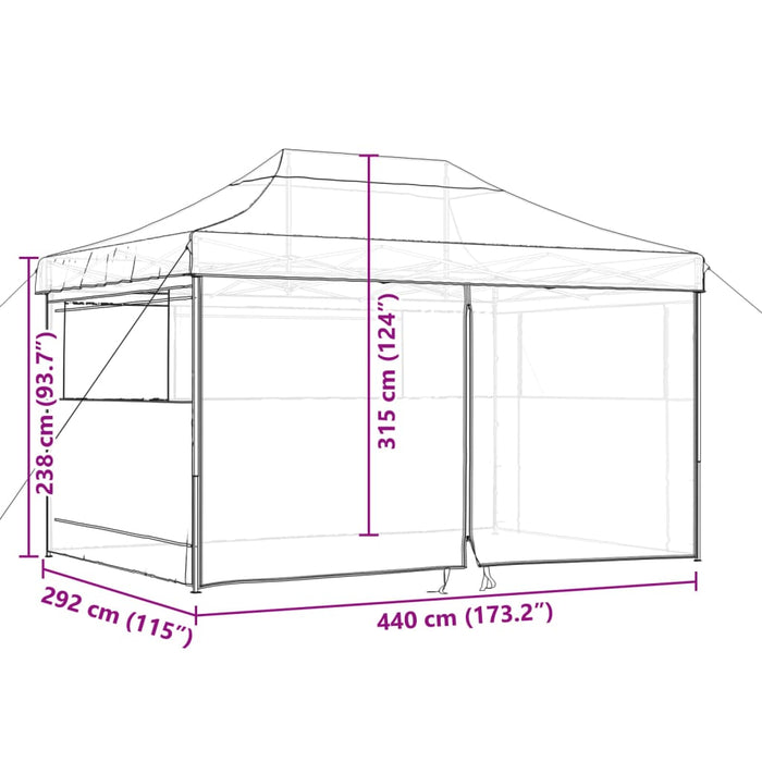 Foldable Party Tent Pop-Up With 4 Sidewalls Brown Abbaknb