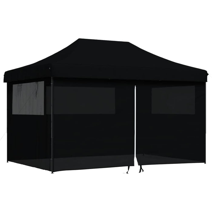 Foldable Party Tent Pop-Up With 4 Sidewalls Black Abbaknx