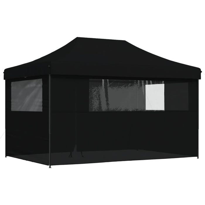 Foldable Party Tent Pop-Up With 4 Sidewalls Black Abbaknx