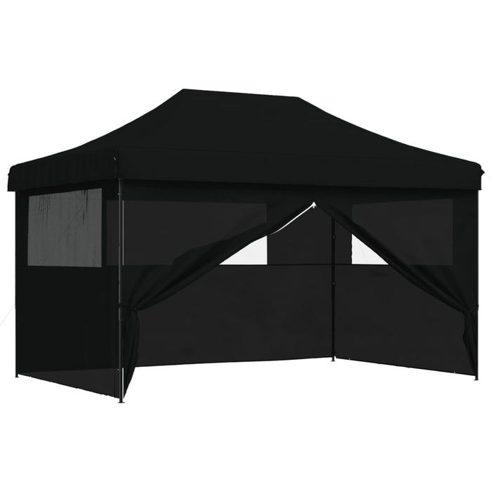 Foldable Party Tent Pop-Up With 4 Sidewalls Black Abbaknx