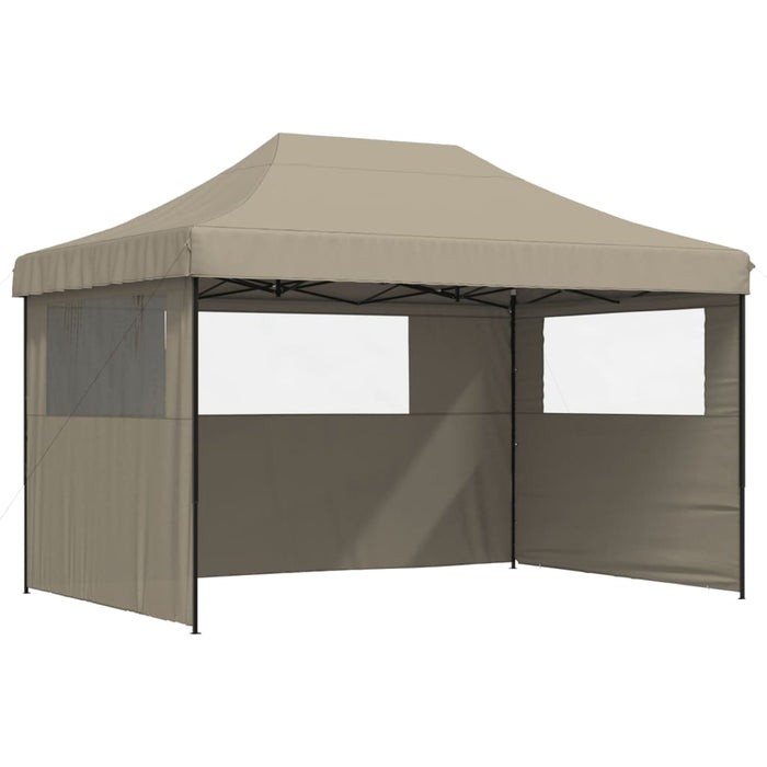 Foldable Party Tent Pop-Up With 3 Sidewalls Taupe Abbpbon