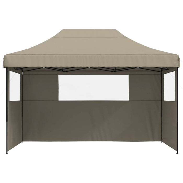 Foldable Party Tent Pop-Up With 3 Sidewalls Taupe Abbpbon