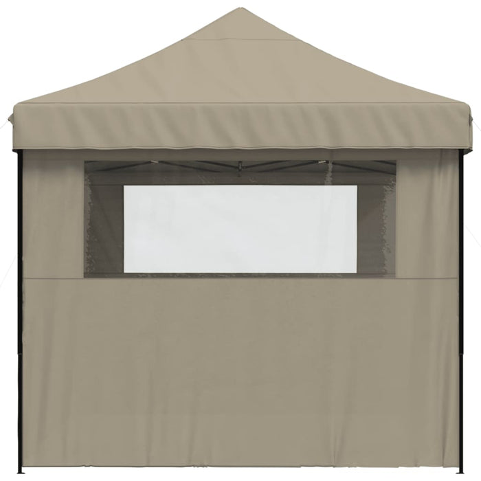 Foldable Party Tent Pop-Up With 3 Sidewalls Taupe Abbpbon