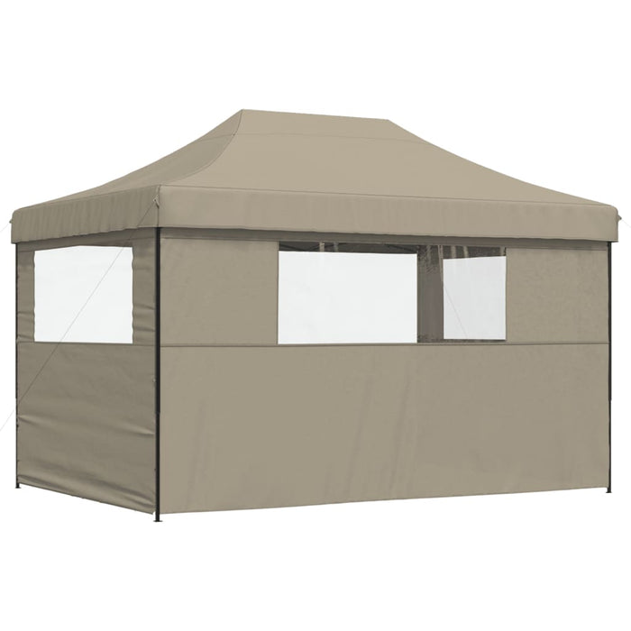 Foldable Party Tent Pop-Up With 3 Sidewalls Taupe Abbpbon