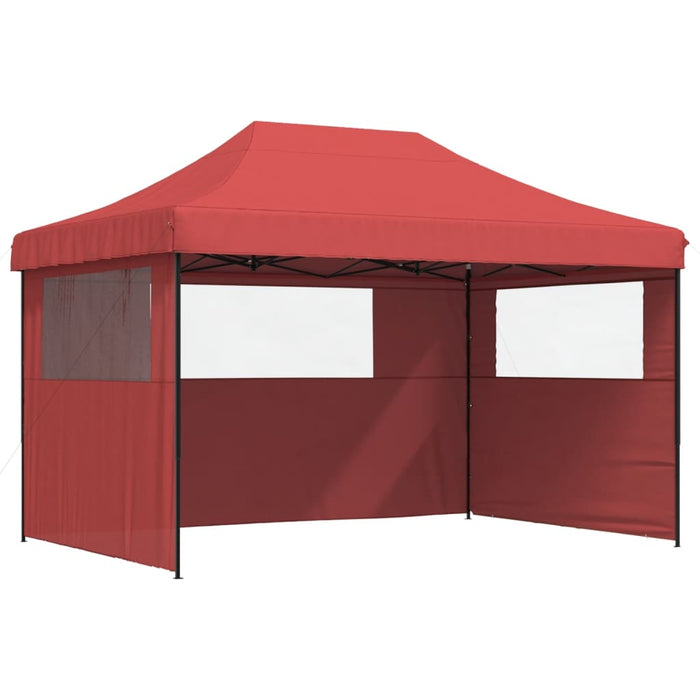 Foldable Party Tent Pop-Up With 3 Sidewalls Burgundy Abbpbok