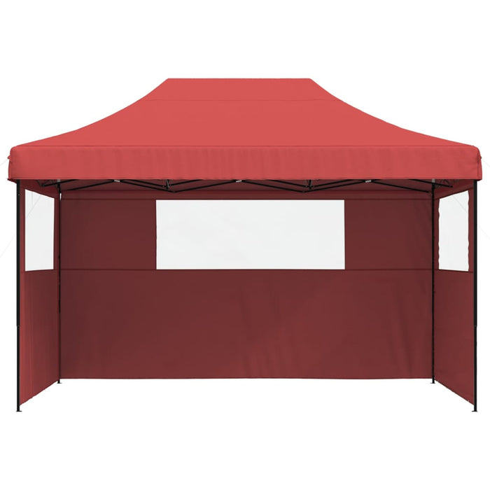 Foldable Party Tent Pop-Up With 3 Sidewalls Burgundy Abbpbok