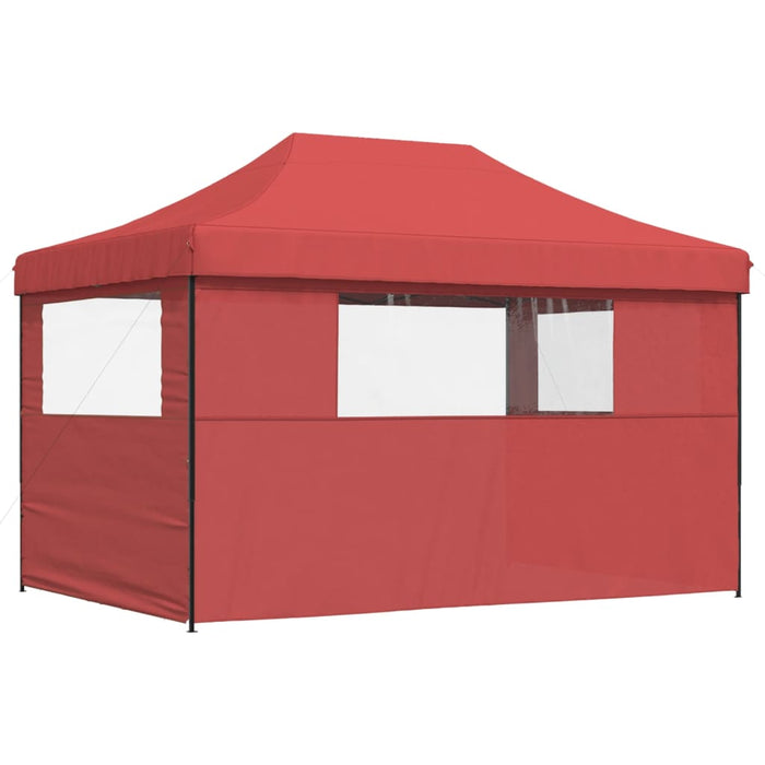 Foldable Party Tent Pop-Up With 3 Sidewalls Burgundy Abbpbok