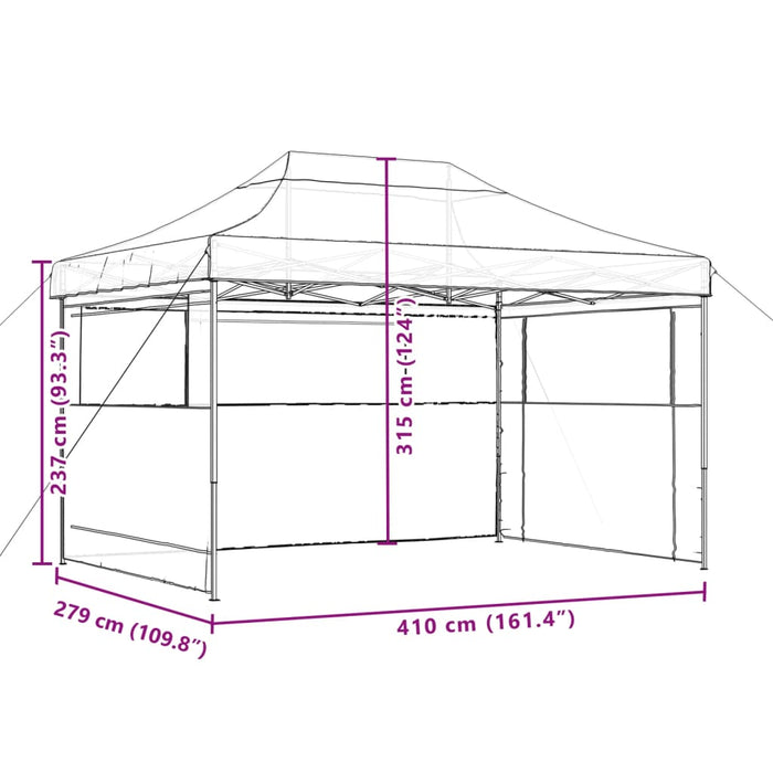 Foldable Party Tent Pop-Up With 3 Sidewalls Burgundy Abbpbok