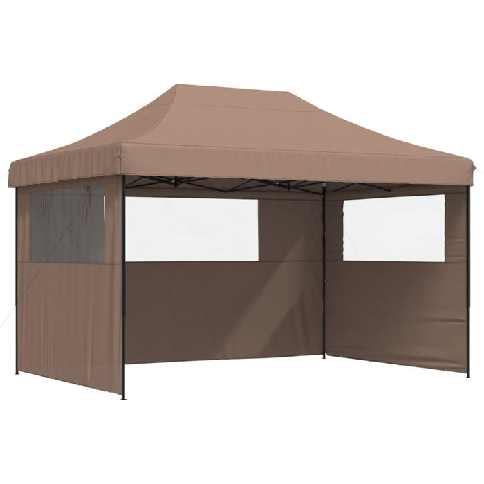 Foldable Party Tent Pop-Up With 3 Sidewalls Brown Abbpbxb