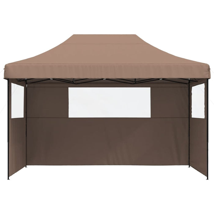 Foldable Party Tent Pop-Up With 3 Sidewalls Brown Abbpbxb