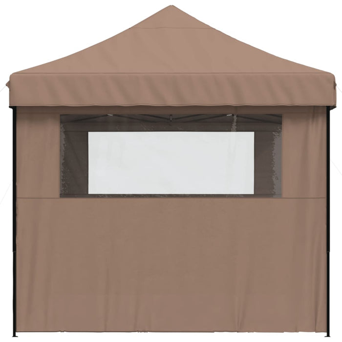 Foldable Party Tent Pop-Up With 3 Sidewalls Brown Abbpbxb