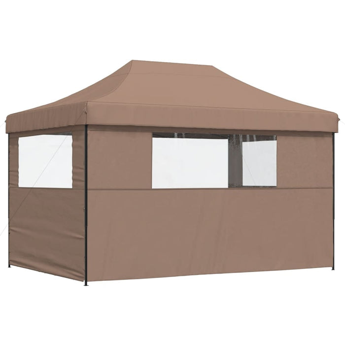 Foldable Party Tent Pop-Up With 3 Sidewalls Brown Abbpbxb