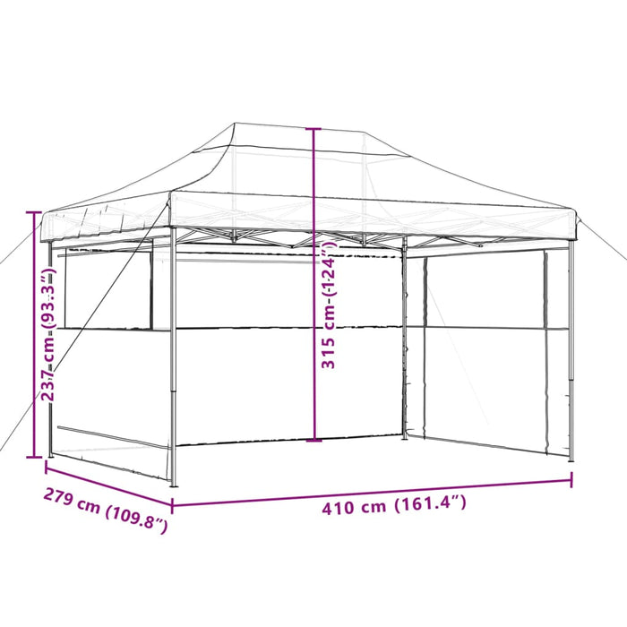 Foldable Party Tent Pop-Up With 3 Sidewalls Brown Abbpbxb