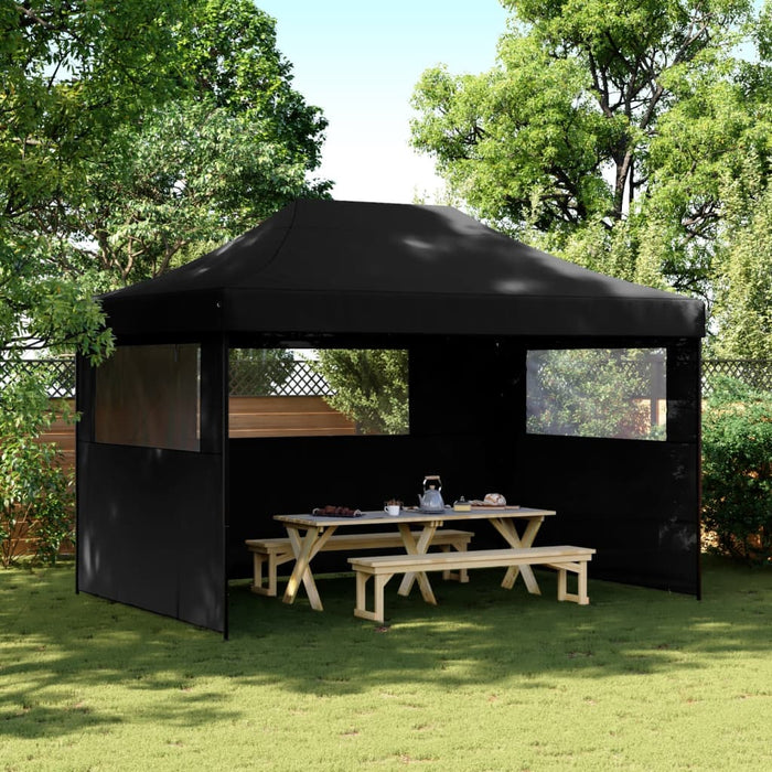 Foldable Party Tent Pop-Up With 3 Sidewalls Black Abbpbxx