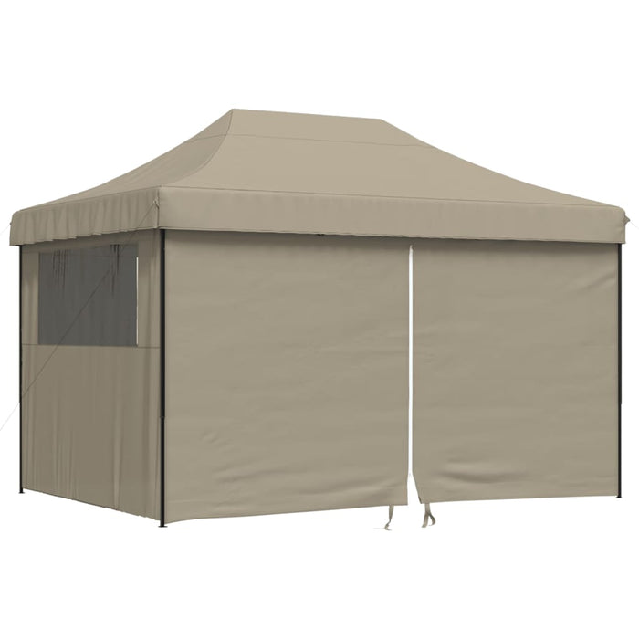 Foldable Party Tent Pop-Up With 4 Sidewalls Taupe Abbpbxl