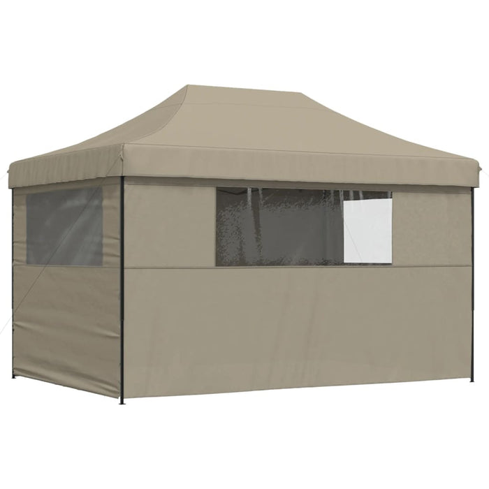 Foldable Party Tent Pop-Up With 4 Sidewalls Taupe Abbpbxl