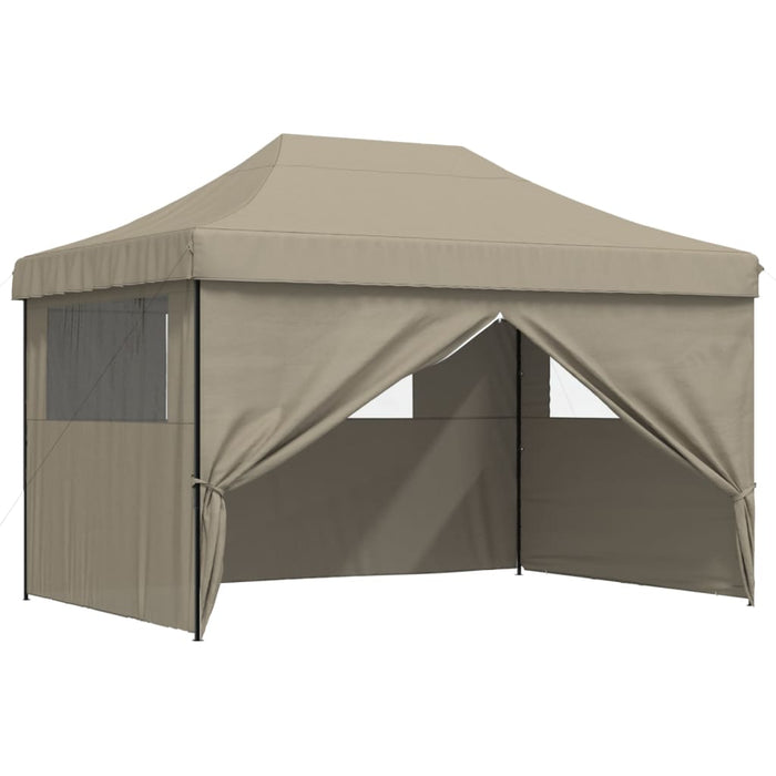 Foldable Party Tent Pop-Up With 4 Sidewalls Taupe Abbpbxl