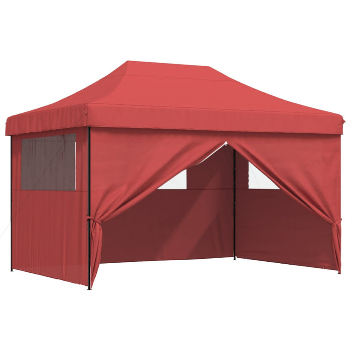 Foldable Party Tent Pop-Up With 4 Sidewalls Burgundy Abbpbxi