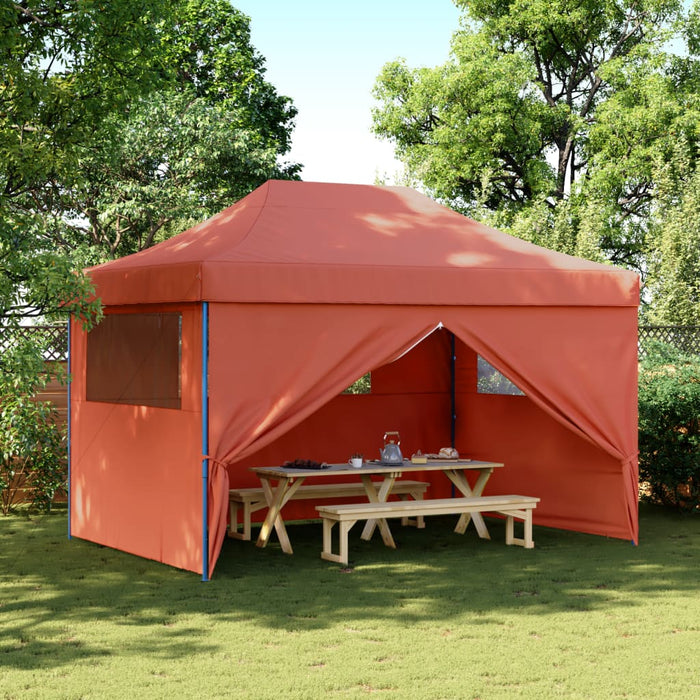 Foldable Party Tent Pop-Up With 4 Sidewalls Terracotta Abbpbxk