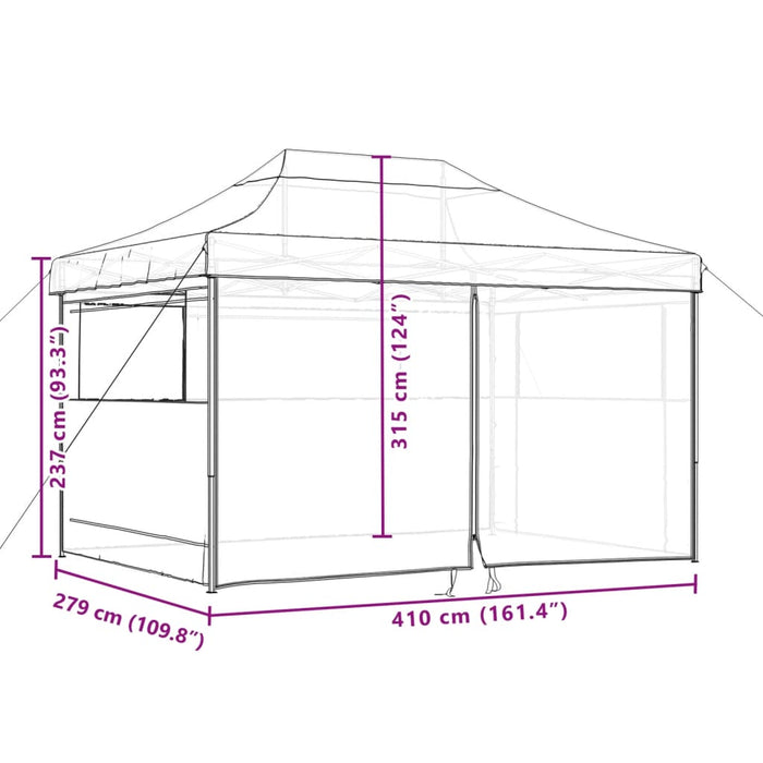 Foldable Party Tent Pop-Up With 4 Sidewalls Black Abbpbtb