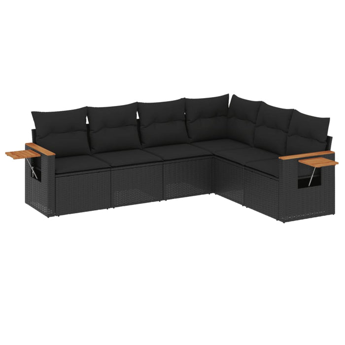 6 Piece Garden Sofa Set With Cushions Black Poly Rattan Txxlntk