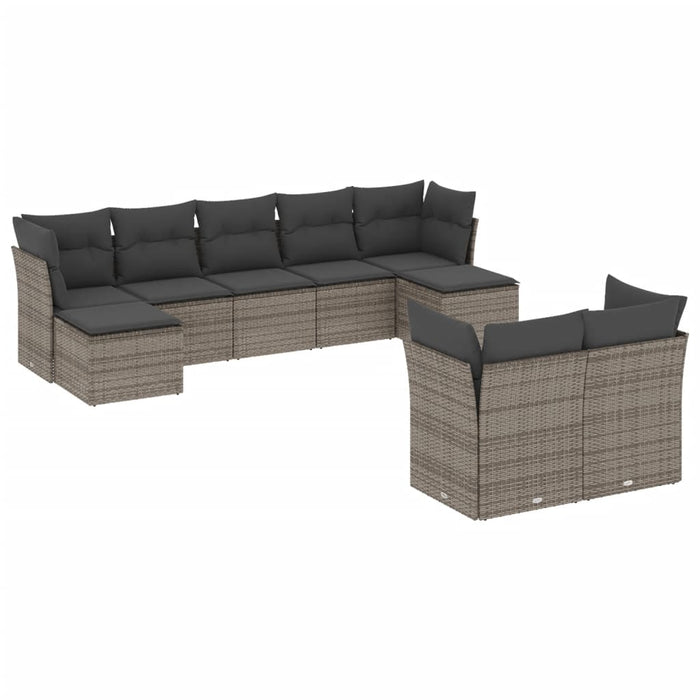 9 Piece Garden Sofa Set With Cushions Grey Poly Rattan Txpboak