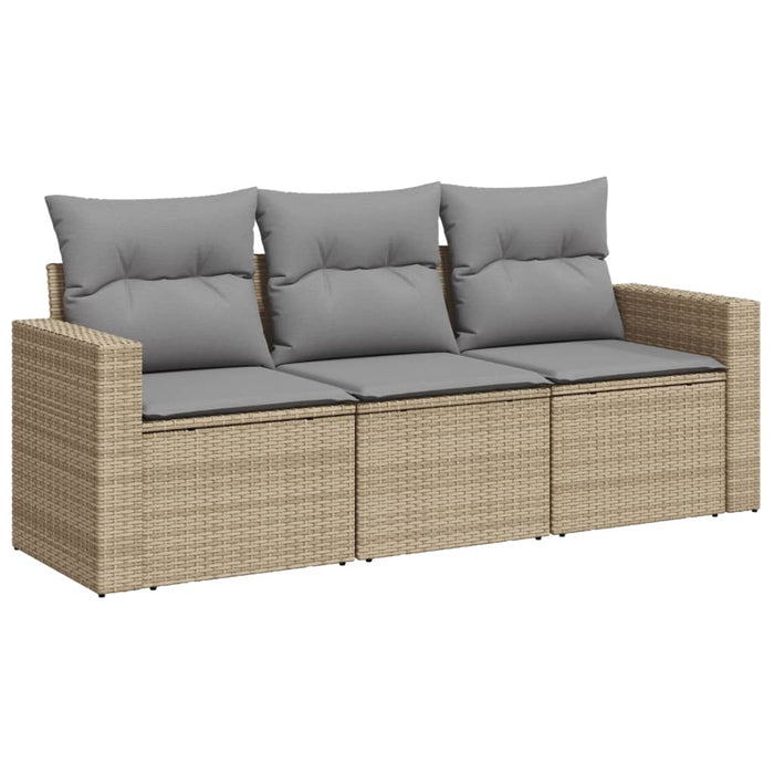 3 Piece Garden Sofa Set With Cushions Beige Poly Rattan Txpbkkl