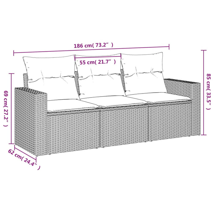 3 Piece Garden Sofa Set With Cushions Grey Poly Rattan Txpbkki