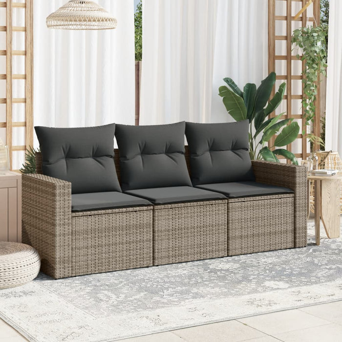 3 Piece Garden Sofa Set With Cushions Grey Poly Rattan Txpbkki