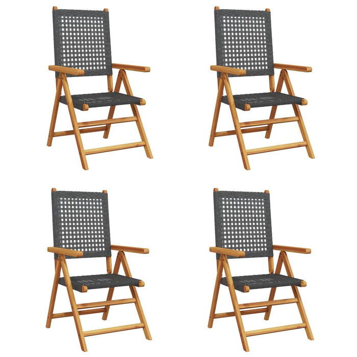 Reclining Garden Chairs 4 Pcs Black Poly Rattan And Solid Wood Txoapxb