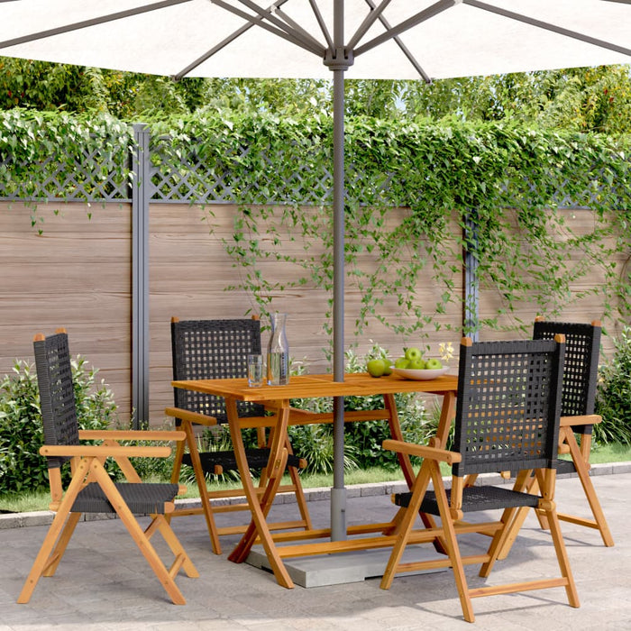 Reclining Garden Chairs 4 Pcs Black Poly Rattan And Solid Wood Txoapxb