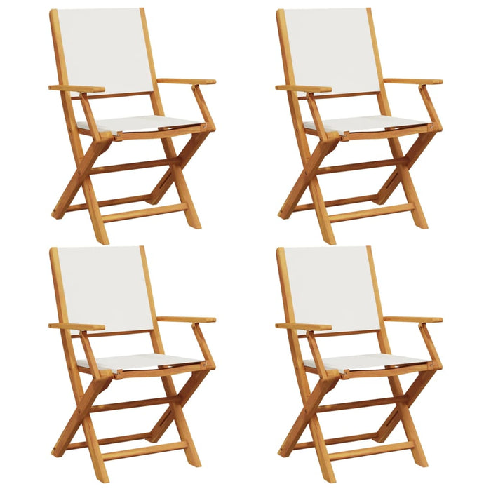 Folding Garden Chairs 4 Pcs Cream White Fabric And Solid Wood Txoapia