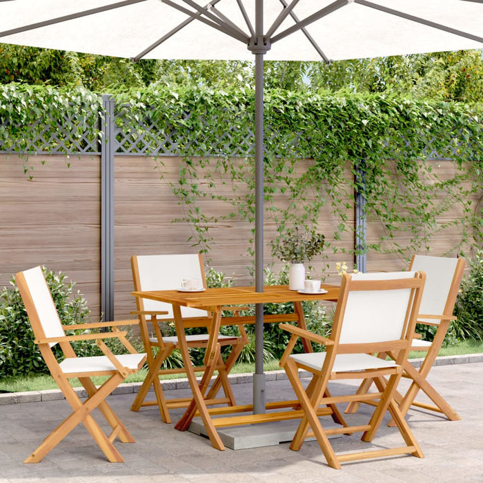 Folding Garden Chairs 4 Pcs Cream White Fabric And Solid Wood Txoapia