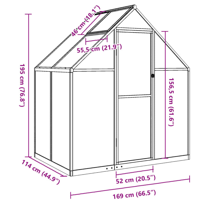 Greenhouse With Base Frame Anthracite 169X114X195 Cm Aluminium Abbpnxa