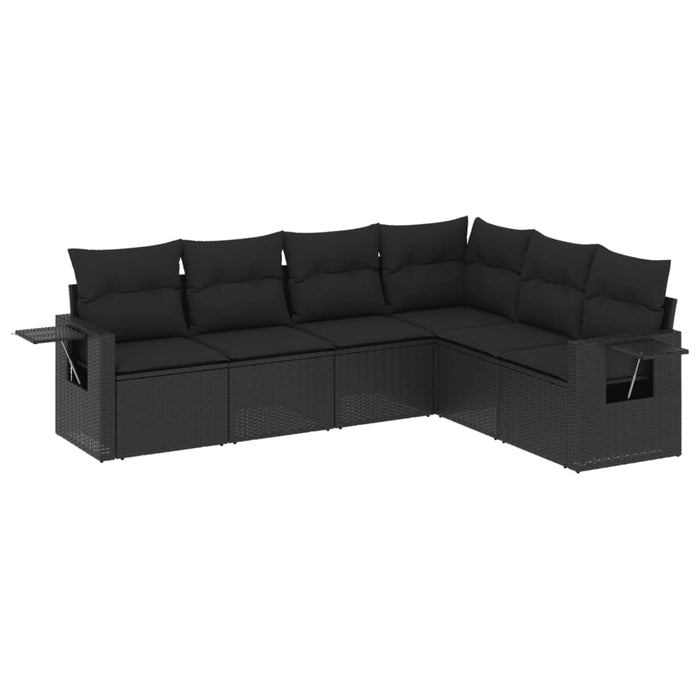 6 Piece Garden Sofa Set With Cushions Black Poly Rattan Txxbxba