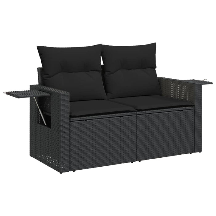 6 Piece Garden Sofa Set With Cushions Black Poly Rattan Txxbxba