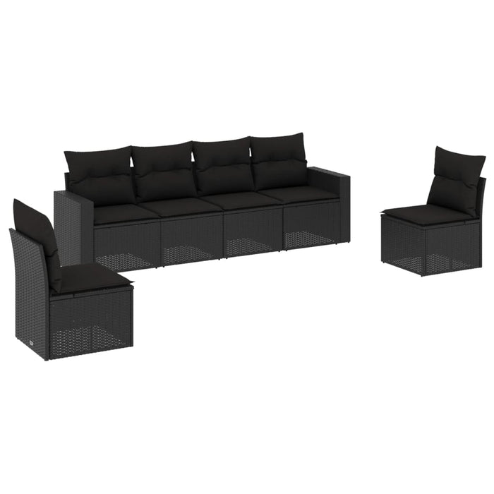 6 Piece Garden Sofa Set With Cushions Black Poly Rattan Txonikp