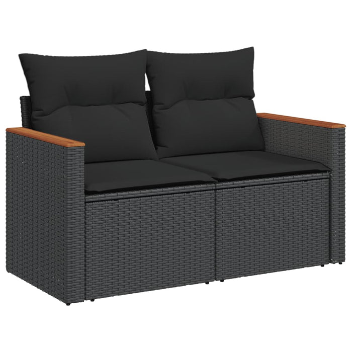 6 Piece Garden Sofa Set With Cushions Black Poly Rattan Txxlbot