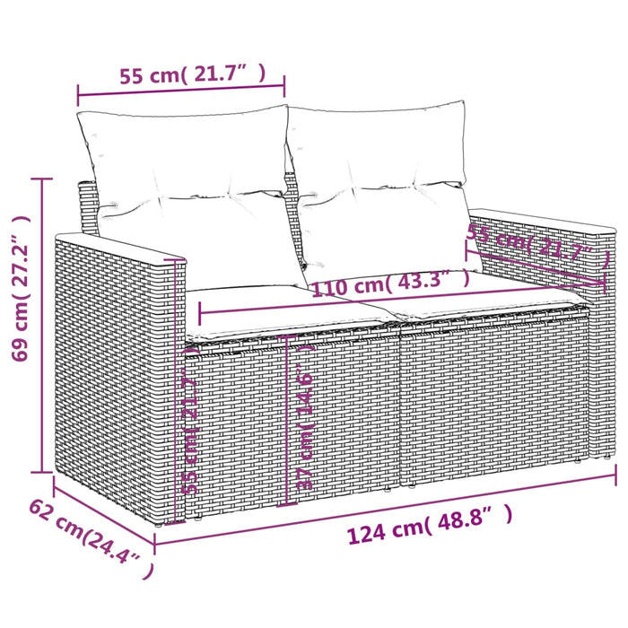 6 Piece Garden Sofa Set With Cushions Black Poly Rattan Txxlbot