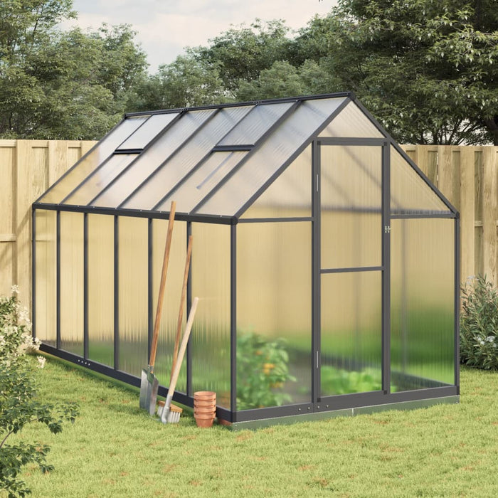 Greenhouse With Base Frame Anthracite 334X169X202 Cm Aluminium Txlltto