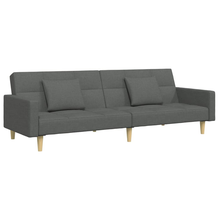 2-Seater Sofa Bed With Footstool Dark Grey Fabric Txpnobi