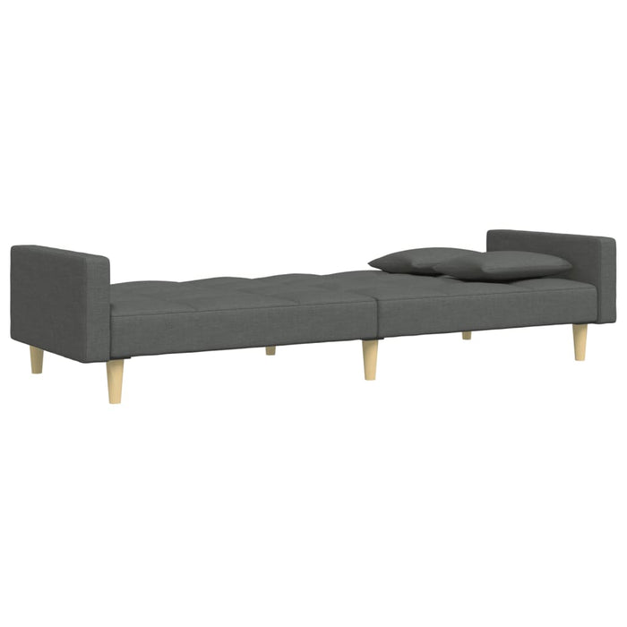 2-Seater Sofa Bed With Footstool Dark Grey Fabric Txpnobi