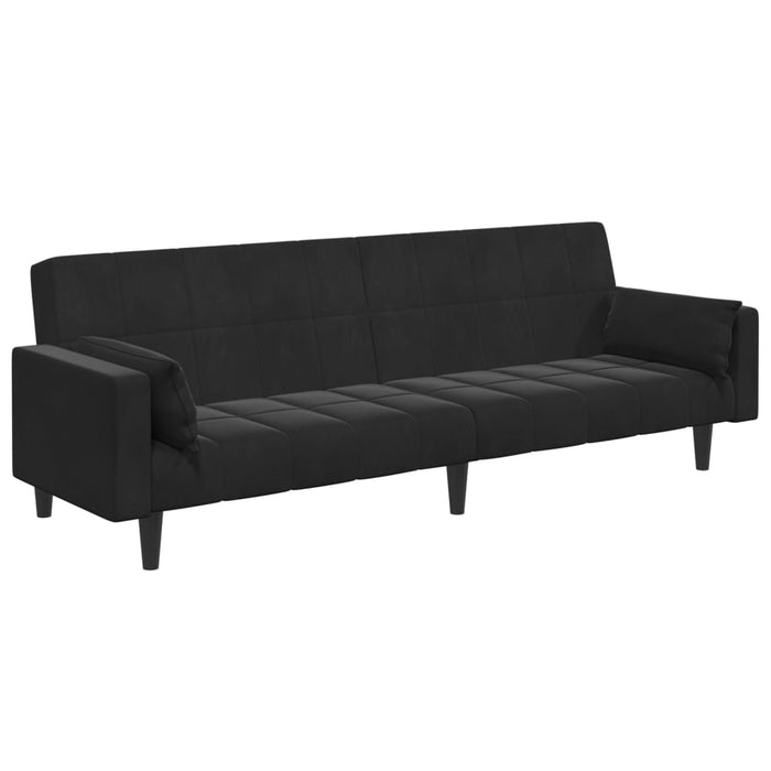 2-Seater Sofa Bed With Footstool Black Velvet Txpnotl